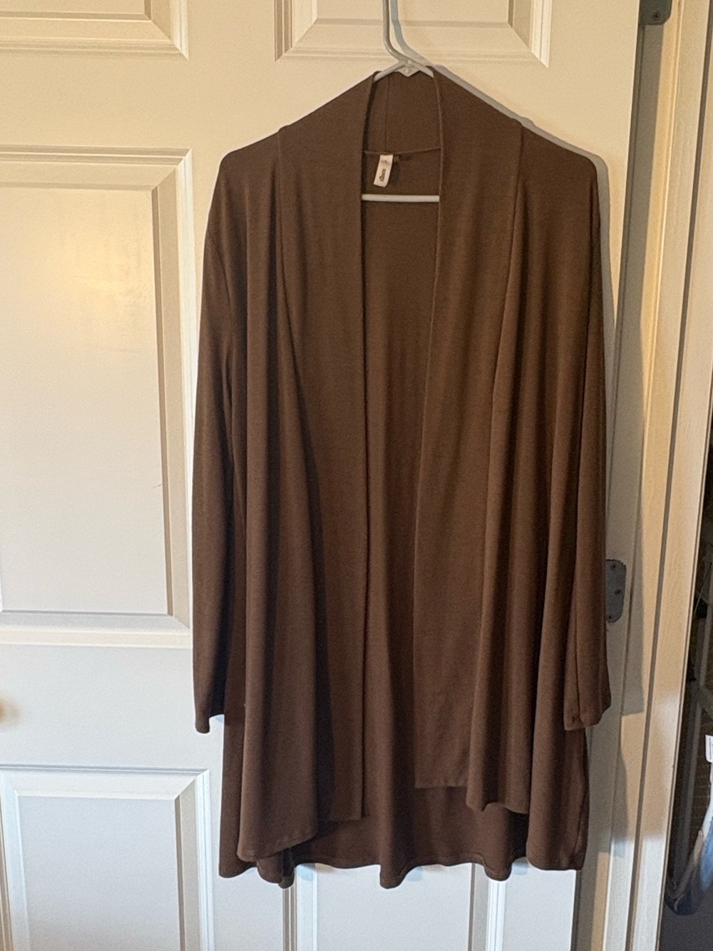 glam Brown Open-Front Draped Cardigan